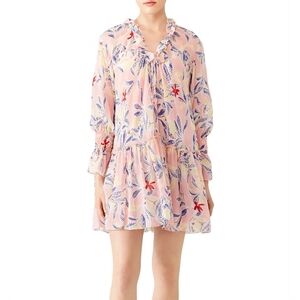 See By Chloe Silk Pink Floral Long Sleeve Dress Eu 40